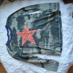 Crewcuts Camo Kids Shirt with Orange Star Size 6-7